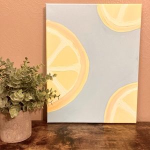 Canvas Wall Art - Lemons in Blue 11” x 13”
